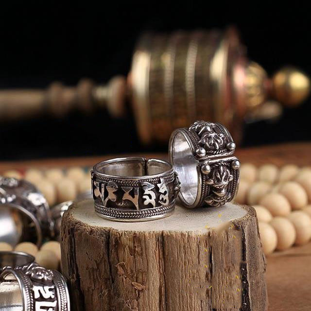 Nepal Handmade 925 Sterling Silver Tibetan Om Mani Padme Hum Mantra Ring Nepal Handmade 925 Sterling Silver Tibetan Om Mani Padme Hum Mantra Ring