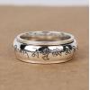 Handmade S990 Silver Om Mani Padme Hum Fashion Men Women Handmade Tibetan Spinning Ring