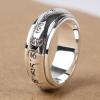 Handmade S990 Silver Om Mani Padme Hum Fashion Men Women Handmade Tibetan Spinning Ring