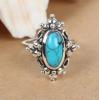 Handmade Vintage Style Natural Turquoise 925 Silver Ring For Women