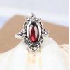 Handmade Vintage Natural Garnet 925 Silver Princess Ring Women