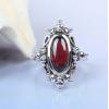 Handmade Vintage Natural Garnet 925 Silver Princess Ring Women