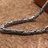 Vintage Men S990 Sterling Silver Double Dragon Head Om Mani Padme Hum Mantra Lucky Necklace