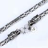 Vintage Men S990 Sterling Silver Double Dragon Head Om Mani Padme Hum Mantra Lucky Necklace