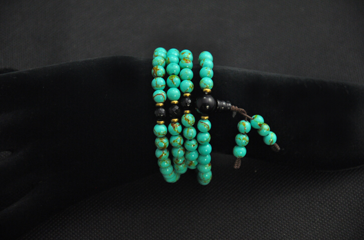 Natural Turquoise And Agate 108 Buddha Beads Bracelet Natural Turquoise And Agate 108 Buddha Beads Bracelet