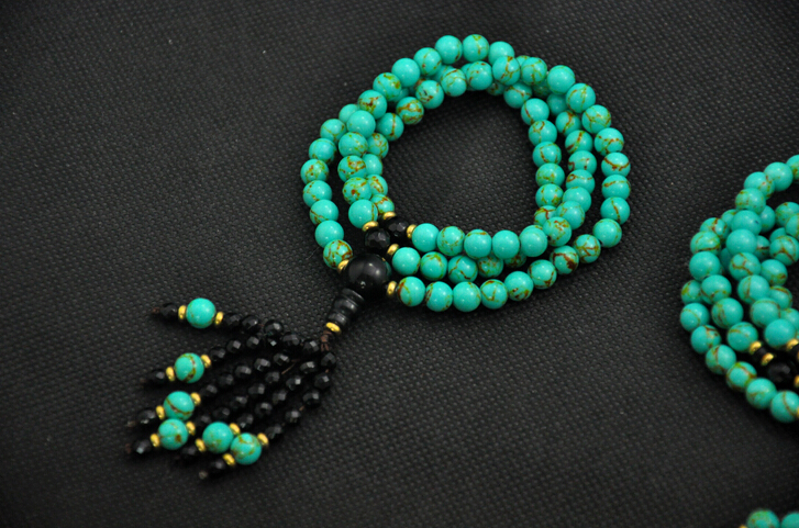 Natural Turquoise And Agate 108 Buddha Beads Bracelet Natural Turquoise And Agate 108 Buddha Beads Bracelet