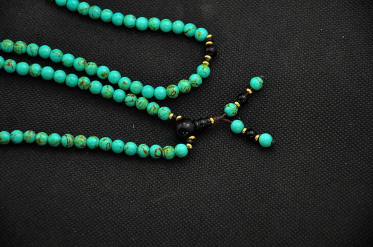 Natural Turquoise And Agate 108 Buddha Beads Bracelet Natural Turquoise And Agate 108 Buddha Beads Bracelet