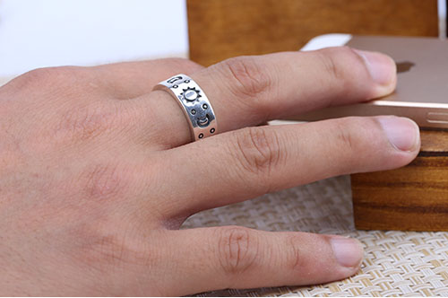 Lovely Simple 925 Sterling Silver Moon And Stars Opening Ring Lovely Simple 925 Sterling Silver Moon And Stars Opening Ring