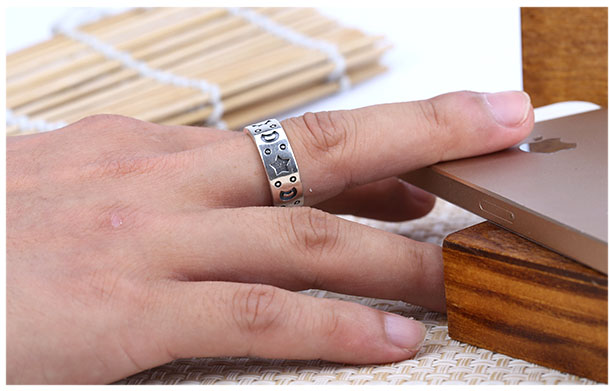 Lovely Simple 925 Sterling Silver Moon And Stars Opening Ring Lovely Simple 925 Sterling Silver Moon And Stars Opening Ring