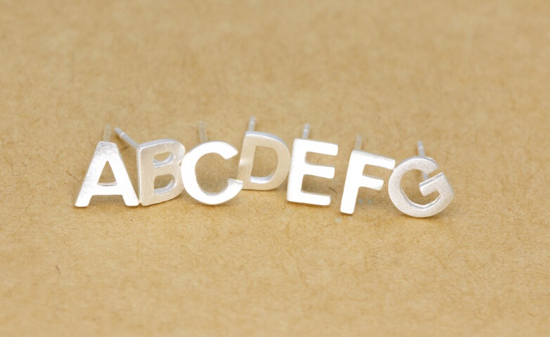 S925 Sterling Silver Alphabet Stud Earrings Letter Earring S925 Sterling Silver Alphabet Stud Earrings Letter Earring