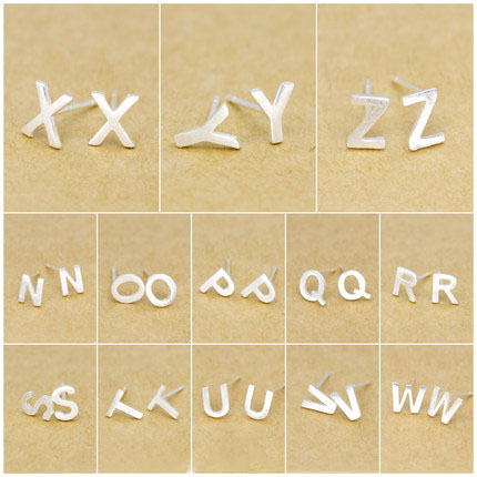 S925 Sterling Silver Alphabet Stud Earrings Letter Earring S925 Sterling Silver Alphabet Stud Earrings Letter Earring