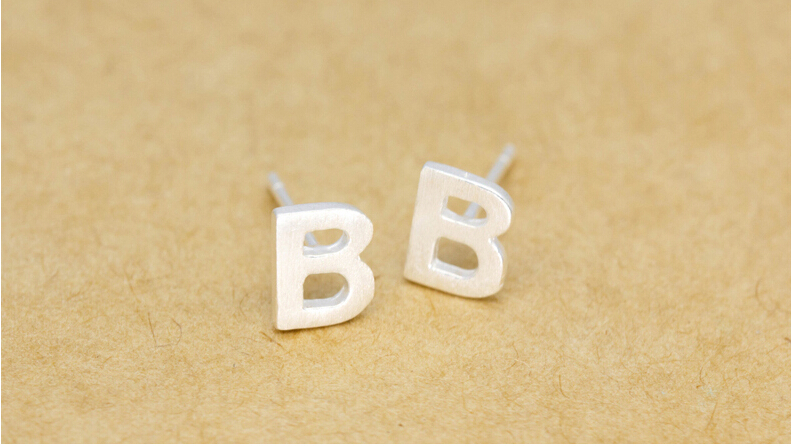 S925 Sterling Silver Alphabet Stud Earrings Letter Earring S925 Sterling Silver Alphabet Stud Earrings Letter Earring