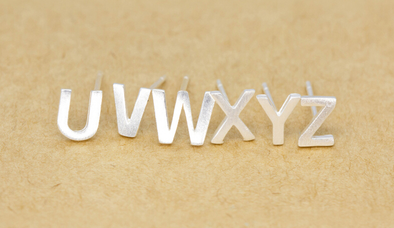 S925 Sterling Silver Alphabet Stud Earrings Letter Earring S925 Sterling Silver Alphabet Stud Earrings Letter Earring