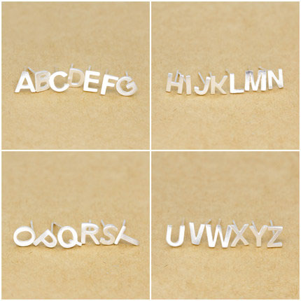 S925 Sterling Silver Alphabet Stud Earrings Letter Earring S925 Sterling Silver Alphabet Stud Earrings Letter Earring