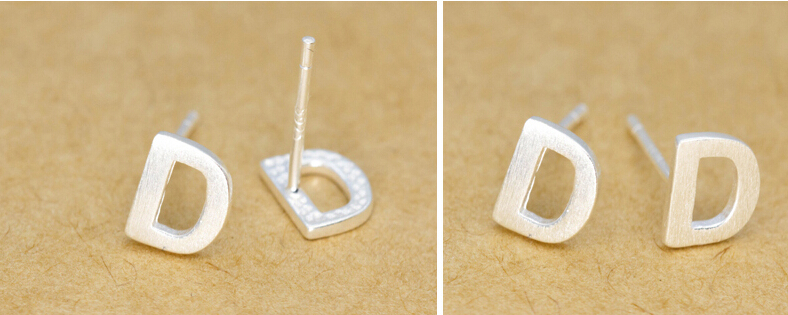 S925 Sterling Silver Alphabet Stud Earrings Letter Earring S925 Sterling Silver Alphabet Stud Earrings Letter Earring