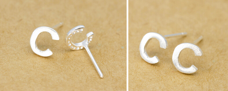 S925 Sterling Silver Alphabet Stud Earrings Letter Earring S925 Sterling Silver Alphabet Stud Earrings Letter Earring