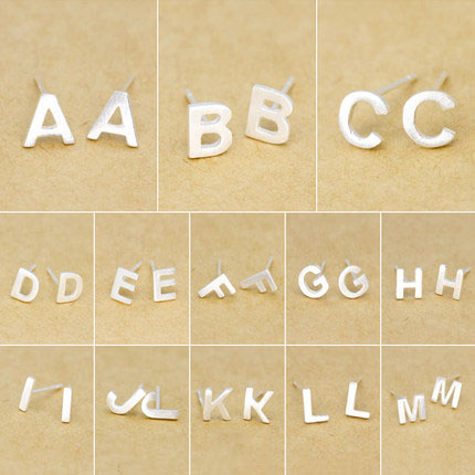 S925 Sterling Silver Alphabet Stud Earrings Letter Earring S925 Sterling Silver Alphabet Stud Earrings Letter Earring