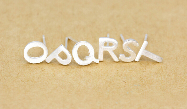 S925 Sterling Silver Alphabet Stud Earrings Letter Earring S925 Sterling Silver Alphabet Stud Earrings Letter Earring