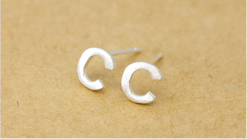 S925 Sterling Silver Alphabet Stud Earrings Letter Earring S925 Sterling Silver Alphabet Stud Earrings Letter Earring