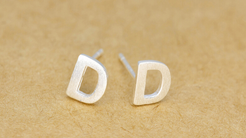 S925 Sterling Silver Alphabet Stud Earrings Letter Earring S925 Sterling Silver Alphabet Stud Earrings Letter Earring