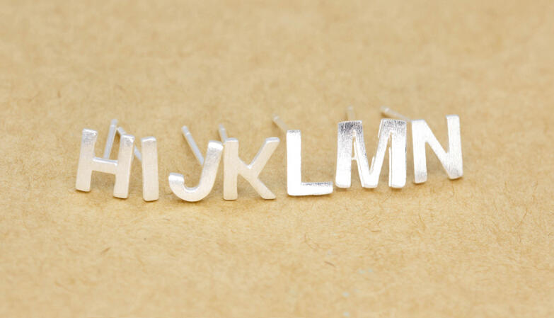 S925 Sterling Silver Alphabet Stud Earrings Letter Earring S925 Sterling Silver Alphabet Stud Earrings Letter Earring
