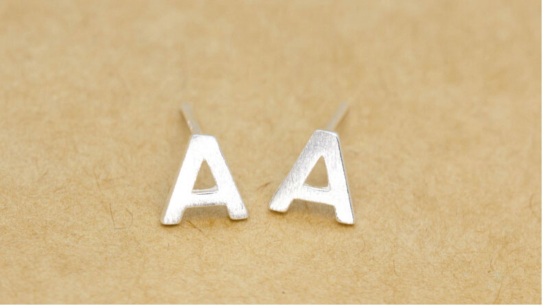 S925 Sterling Silver Alphabet Stud Earrings Letter Earring S925 Sterling Silver Alphabet Stud Earrings Letter Earring