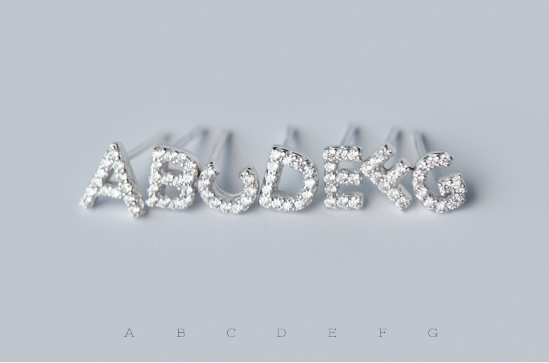 Alphabet Earring 925 Sterling Silver Letter Stud Earrings Initial Earrings Alphabet Earring 925 Sterling Silver Letter Stud Earrings Initial Earrings