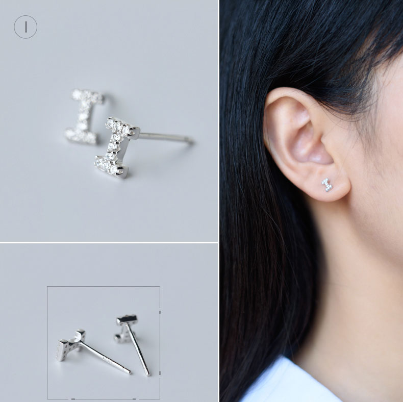 Alphabet Earring 925 Sterling Silver Letter Stud Earrings Initial Earrings Alphabet Earring 925 Sterling Silver Letter Stud Earrings Initial Earrings