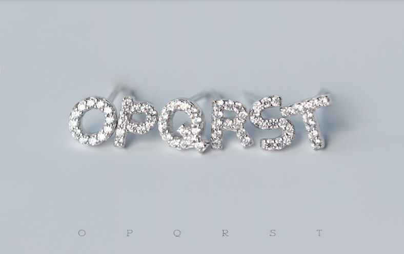Alphabet Earring 925 Sterling Silver Letter Stud Earrings Initial Earrings Alphabet Earring 925 Sterling Silver Letter Stud Earrings Initial Earrings