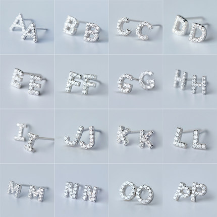 Alphabet Earring 925 Sterling Silver Letter Stud Earrings Initial Earrings Alphabet Earring 925 Sterling Silver Letter Stud Earrings Initial Earrings