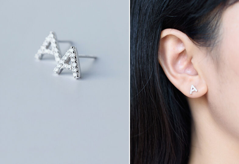 Alphabet Earring 925 Sterling Silver Letter Stud Earrings Initial Earrings Alphabet Earring 925 Sterling Silver Letter Stud Earrings Initial Earrings