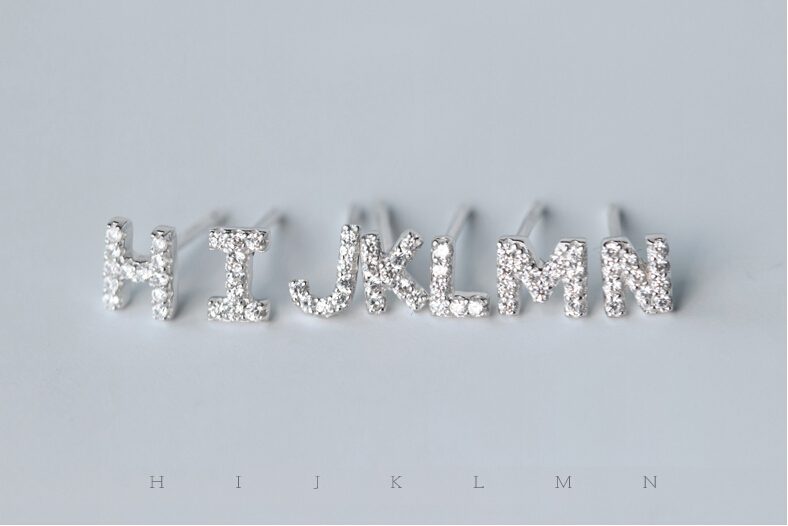 Alphabet Earring 925 Sterling Silver Letter Stud Earrings Initial Earrings Alphabet Earring 925 Sterling Silver Letter Stud Earrings Initial Earrings