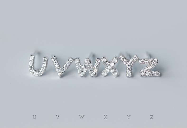 Alphabet Earring 925 Sterling Silver Letter Stud Earrings Initial Earrings Alphabet Earring 925 Sterling Silver Letter Stud Earrings Initial Earrings