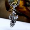 Retro S925 Silver Men Snake And Cross Pendant