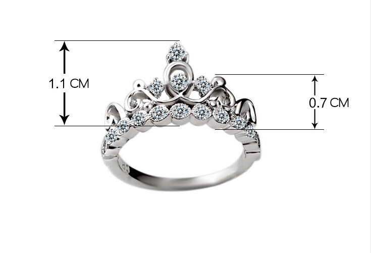 925 Sterling Silver Crown Shape CZ Inlaid Womens Cocktail Princess Ring 925 Sterling Silver Crown Shape CZ Inlaid Womens Cocktail Princess Ring