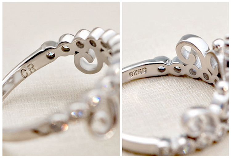 925 Sterling Silver Crown Shape CZ Inlaid Womens Cocktail Princess Ring 925 Sterling Silver Crown Shape CZ Inlaid Womens Cocktail Princess Ring