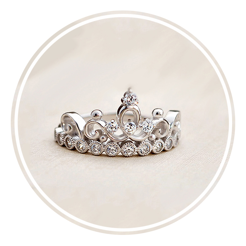 925 Sterling Silver Crown Shape CZ Inlaid Womens Cocktail Princess Ring 925 Sterling Silver Crown Shape CZ Inlaid Womens Cocktail Princess Ring