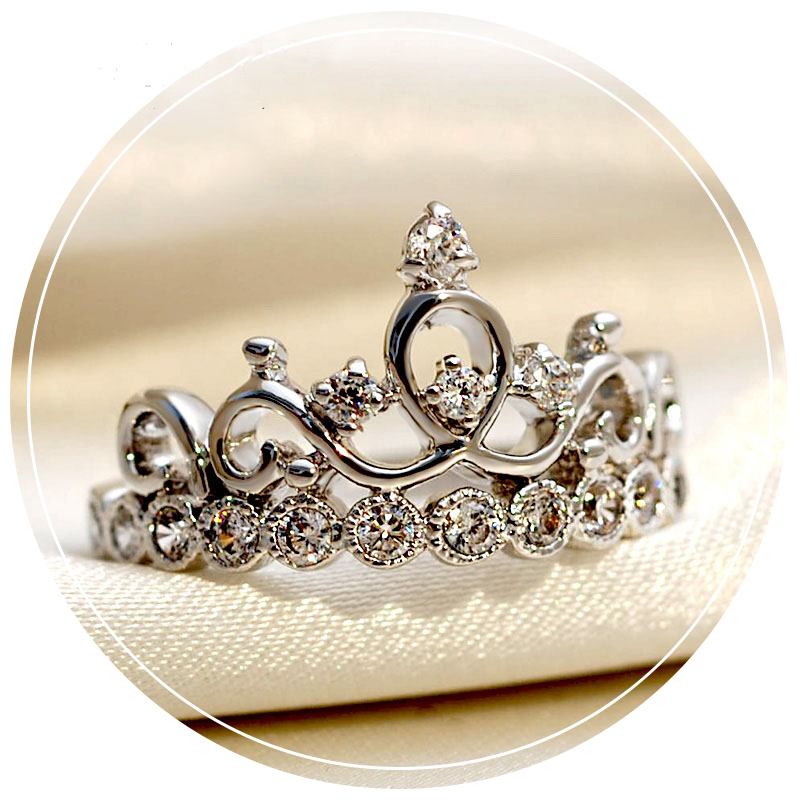 925 Sterling Silver Crown Shape CZ Inlaid Womens Cocktail Princess Ring 925 Sterling Silver Crown Shape CZ Inlaid Womens Cocktail Princess Ring