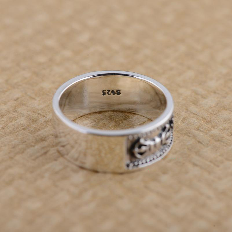 Vintage Style 925 Sterling Silver OM MANI PADME HUM Mantra Vajra Ring Vintage Style 925 Sterling Silver OM MANI PADME HUM Mantra Vajra Ring