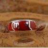 Nepal Handmade Jewellery Designs 925 Silver OM MANI PADME HUM Mantra Red Coral Ring
