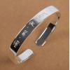 925 Sterling Silver Om Mani Padme Hum Mantra Buddhist Swastika Open Adjustable Bangle Bracelet