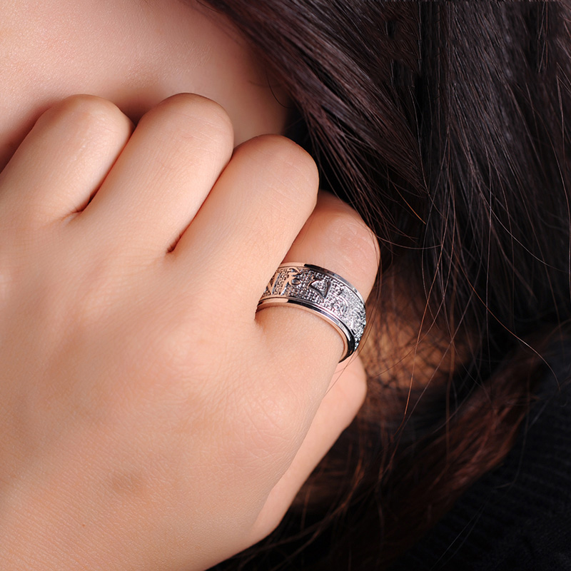 Retro S925 Sterling Silver Om Mani Padme Hum Mantra Lucky Spinning Ring Retro S925 Sterling Silver Om Mani Padme Hum Mantra Lucky Spinning Ring