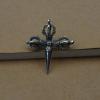 Vintage Handmade Men 925 Sterling Silver Cross Shape Vajra Pendant