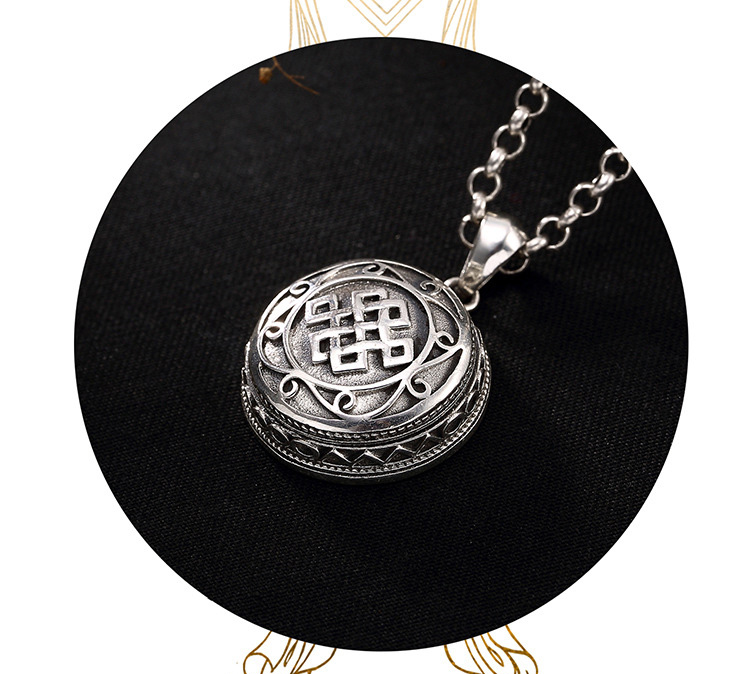 Vintage S925 Silver Auspicious Buddhist Endless Knot Openable Gau Box Antique Pendants No Chain Vintage S925 Silver Auspicious Buddhist Endless Knot Openable Gau Box Antique Pendants No Chain