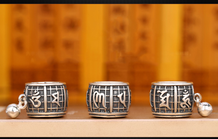 Vintage Handmade 925 Silver Buddhism Rotatable Prayer Wheel Om Mani Padme Hum Pendant No Chain Vintage Handmade 925 Silver Buddhism Rotatable Prayer Wheel Om Mani Padme Hum Pendant No Chain