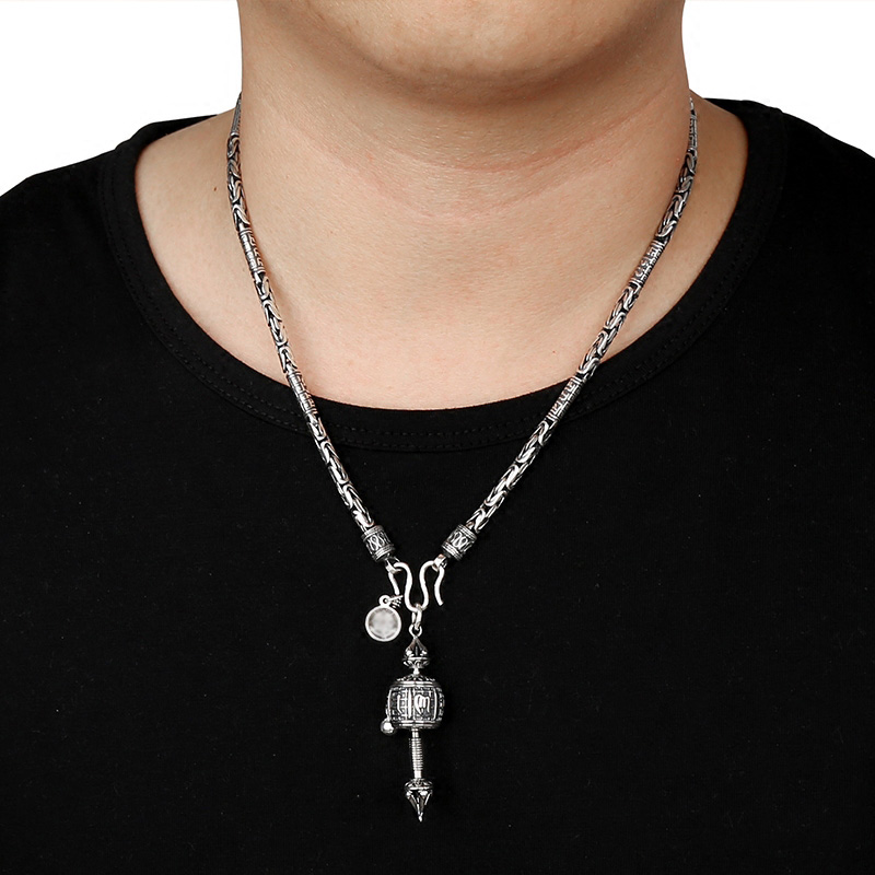 Vintage Handmade 925 Silver Buddhism Rotatable Prayer Wheel Om Mani Padme Hum Pendant No Chain Vintage Handmade 925 Silver Buddhism Rotatable Prayer Wheel Om Mani Padme Hum Pendant No Chain