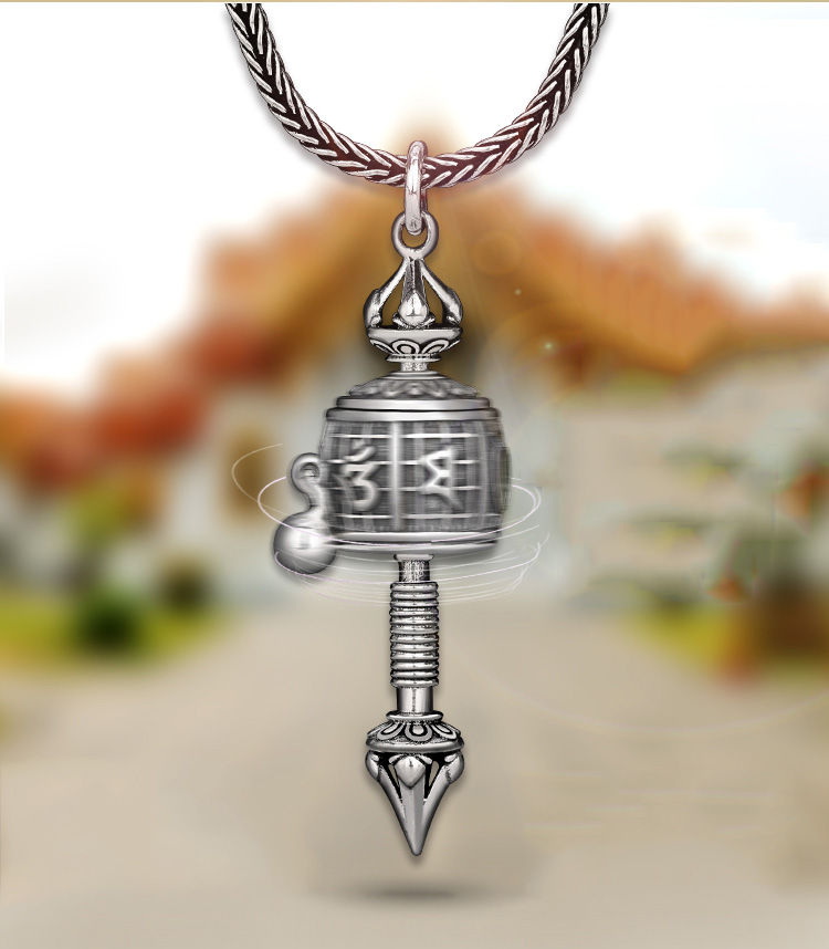 Vintage Handmade 925 Silver Buddhism Rotatable Prayer Wheel Om Mani Padme Hum Pendant No Chain Vintage Handmade 925 Silver Buddhism Rotatable Prayer Wheel Om Mani Padme Hum Pendant No Chain