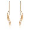 Fashion 925 Silver Gold-plated Pearl Feather Earrings Jewelry
