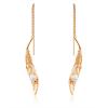 Fashion 925 Silver Gold-plated Pearl Feather Earrings Jewelry