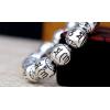 Vintage Nepal Handmade Jewellery Om Mani Padme Hum 925 Sterling Silver Buddha Beads Bracelet